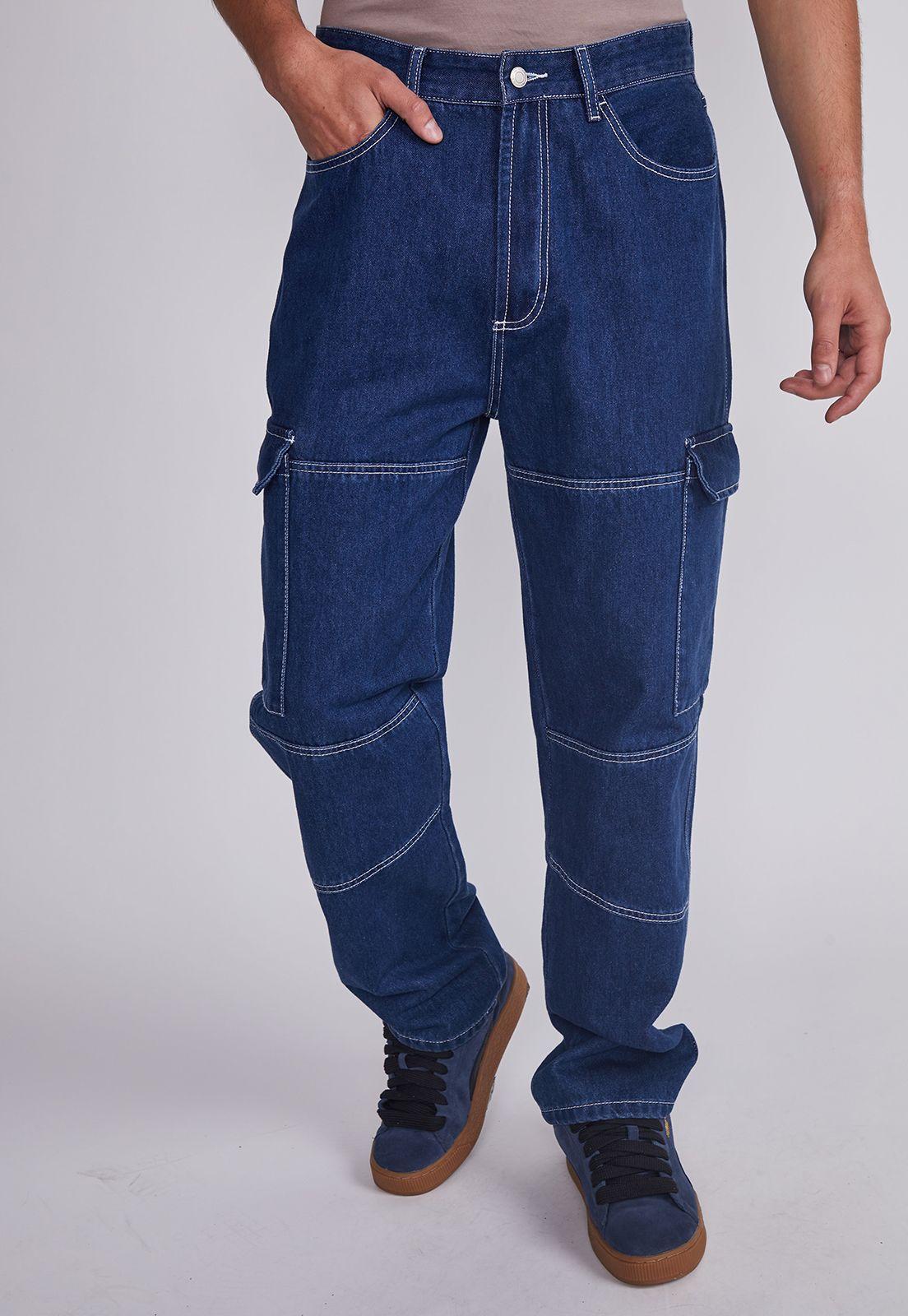 Jeans Hombre Azul Recto Contraste Sioux-4