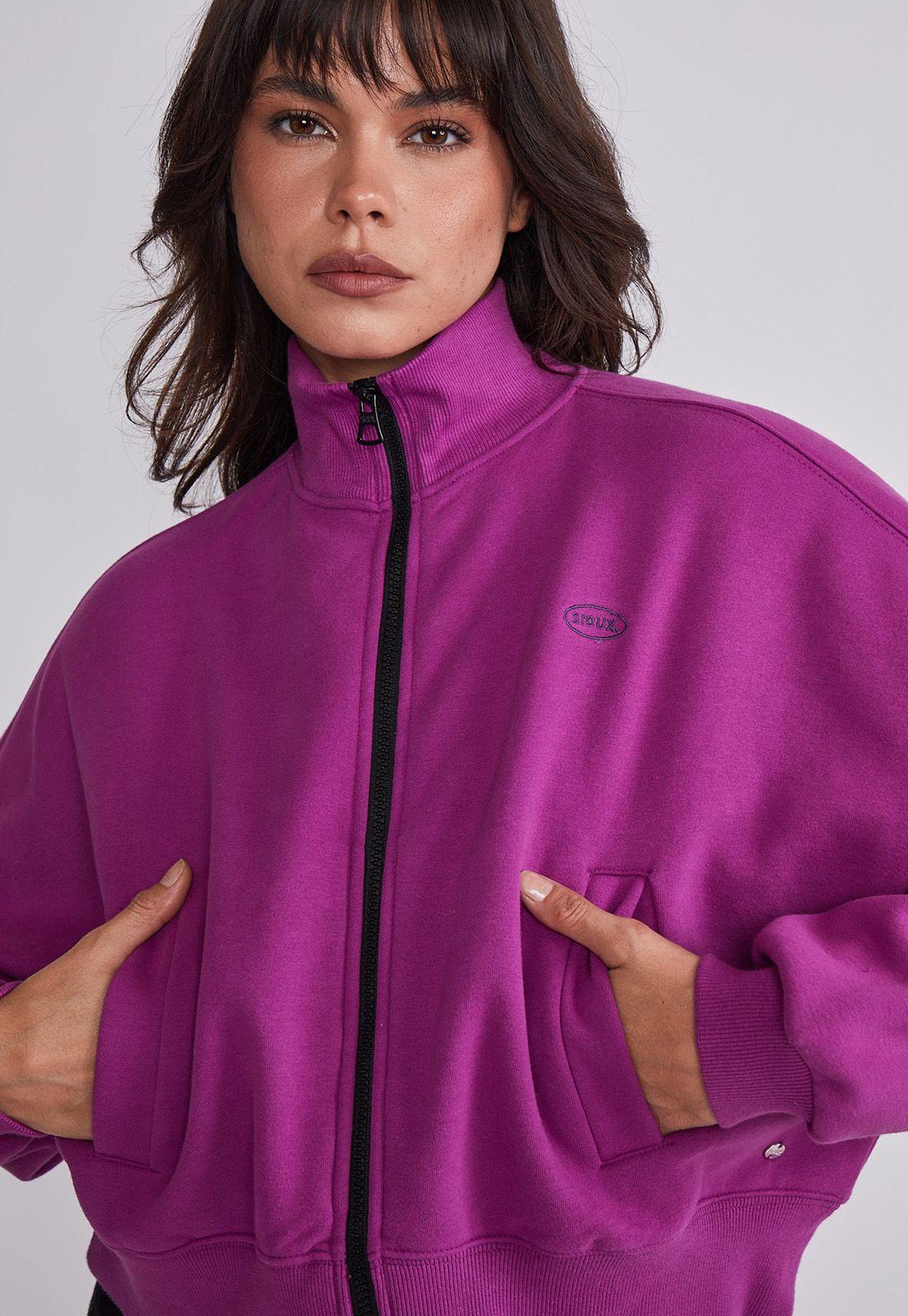 Polerón Mujer Morado Manga Murciélago Con Cierre Sioux-1