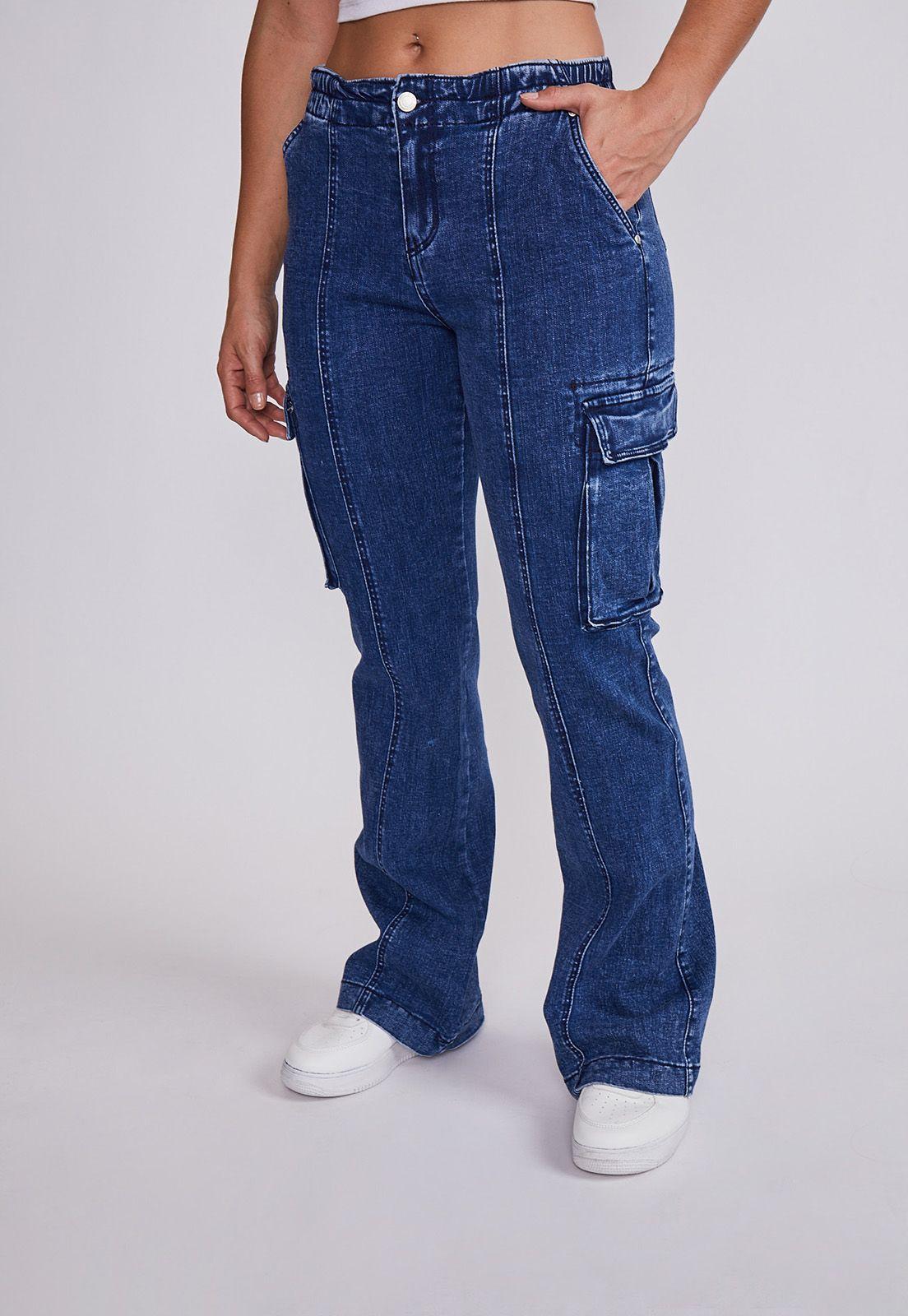 Jeans Mujer Azul Elasticados Bolsillos Carpintero Sioux-0