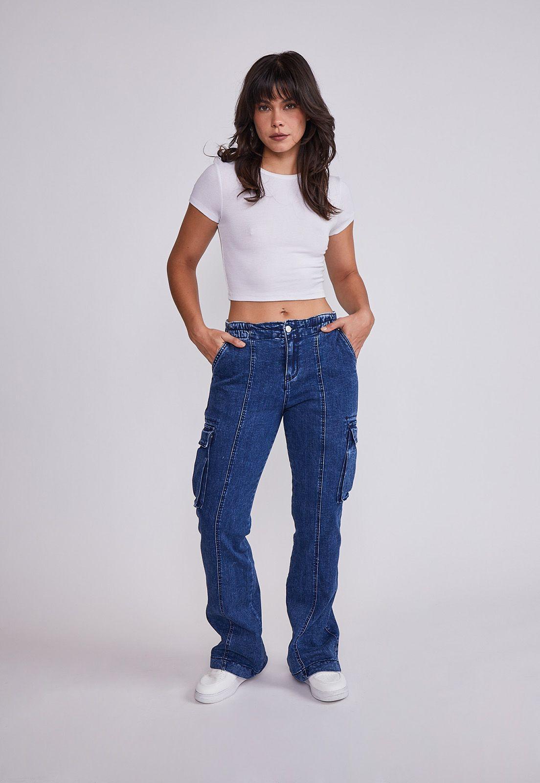 Jeans Mujer Azul Elasticados Bolsillos Carpintero Sioux-3