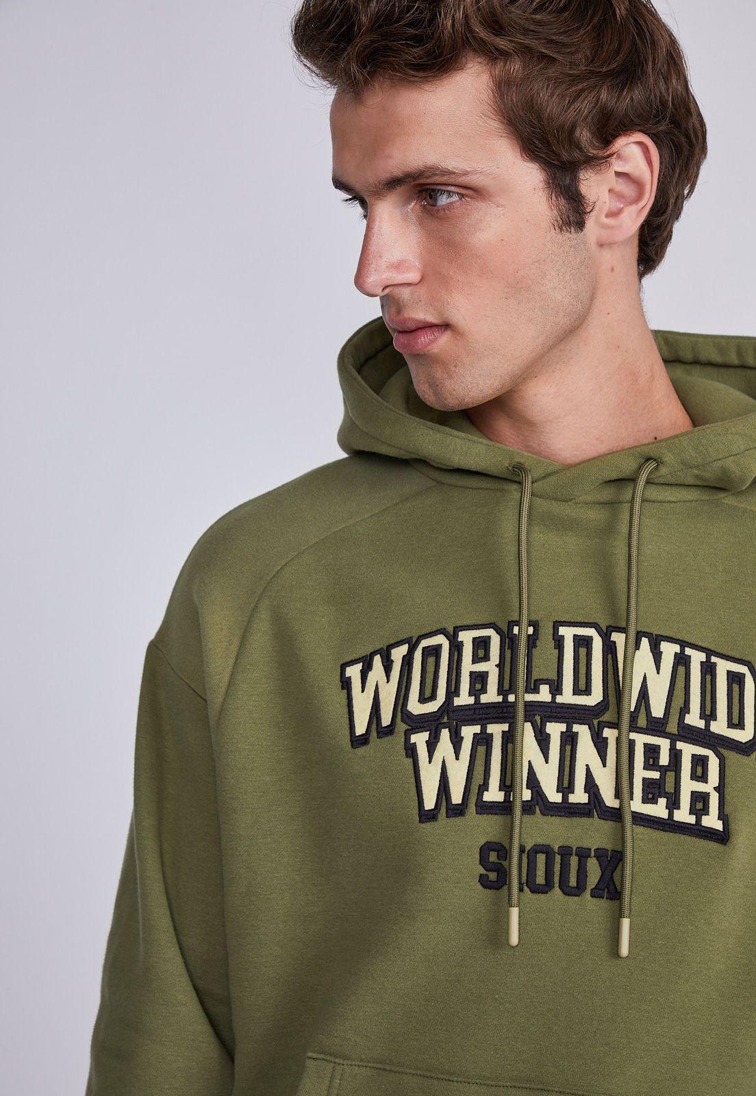 Polerón Hombre Verde College World Wide Sioux-1
