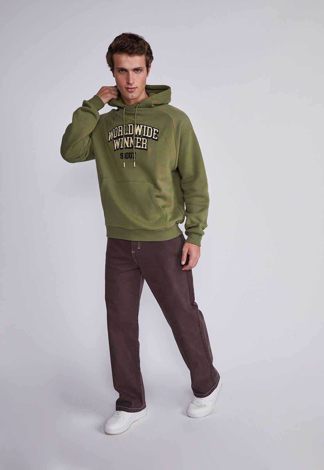 Polerón Hombre Verde College World Wide Sioux-3