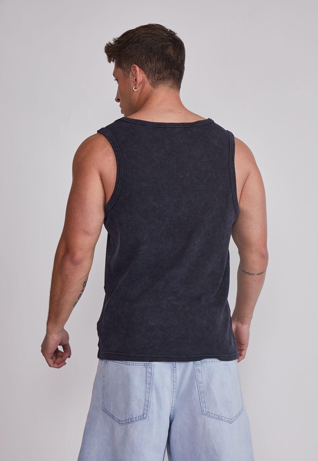 Polera Sin Manga Hombre Sin Manga Lavada Negro Sioux-2