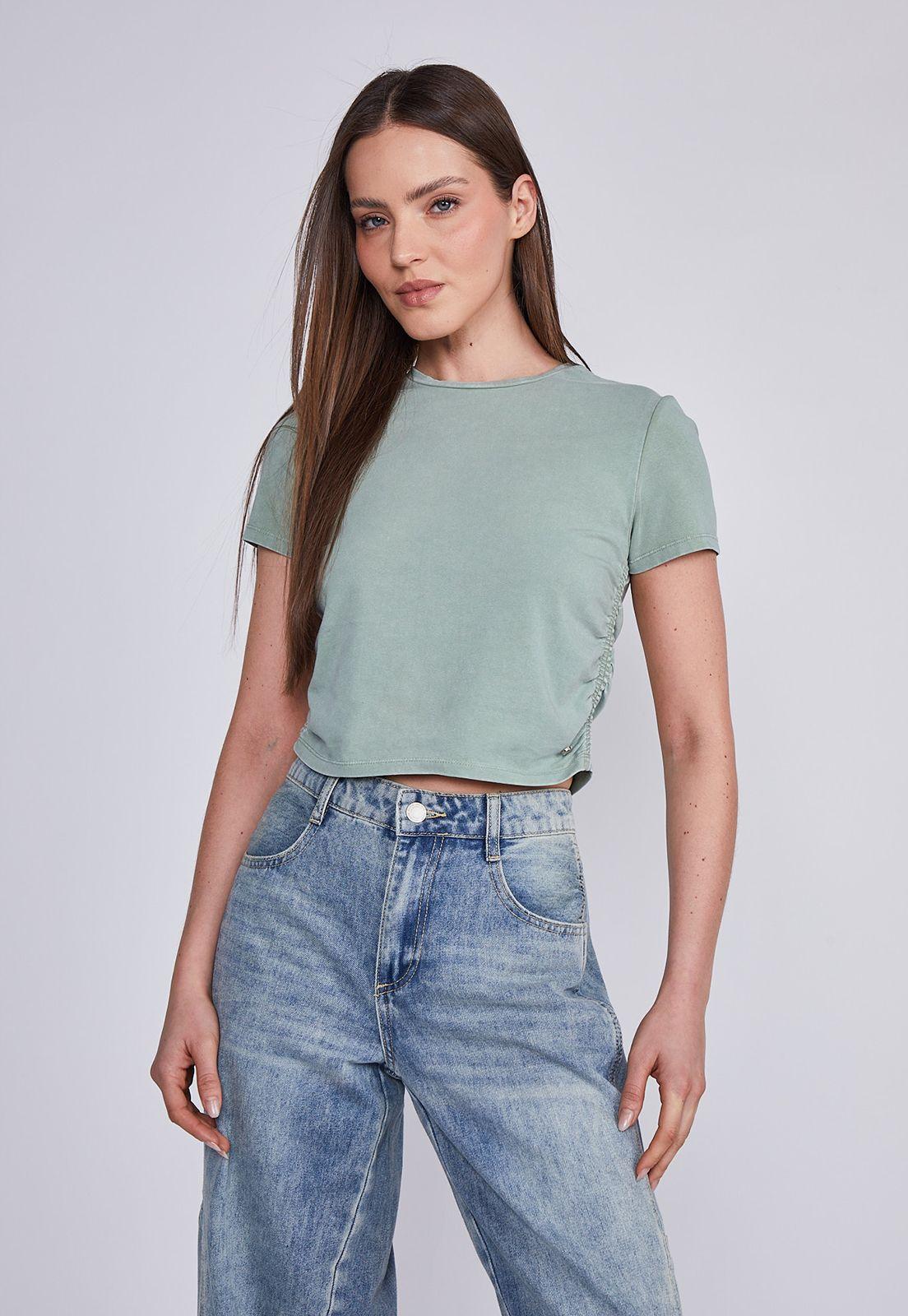Polera Mujer Verde Cuello Redondo Lavado Sioux-3