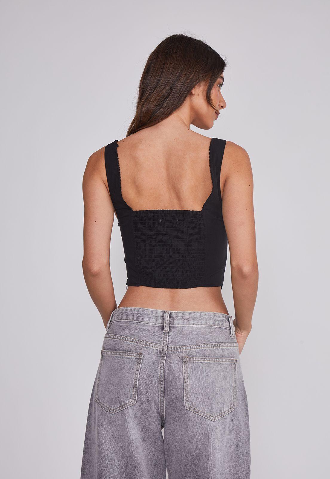 Peto Mujer Corset Estructura Negro Sioux-3