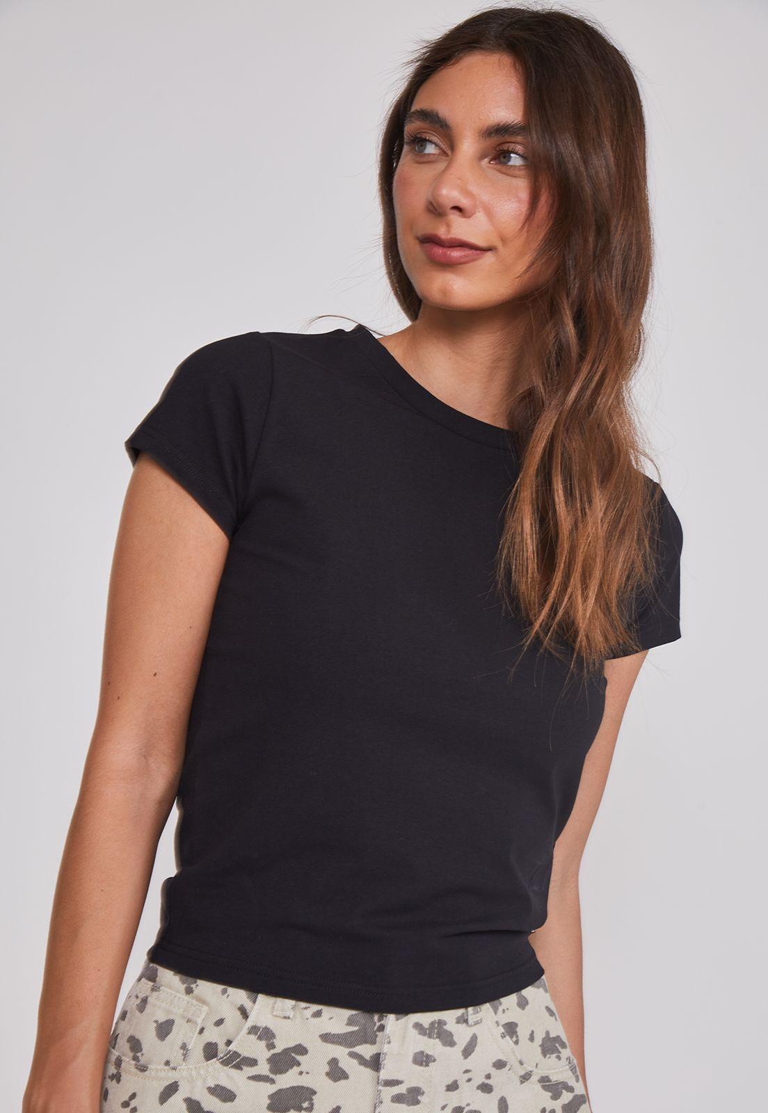 Polera Mujer Básica Lisa Negro Sioux-2