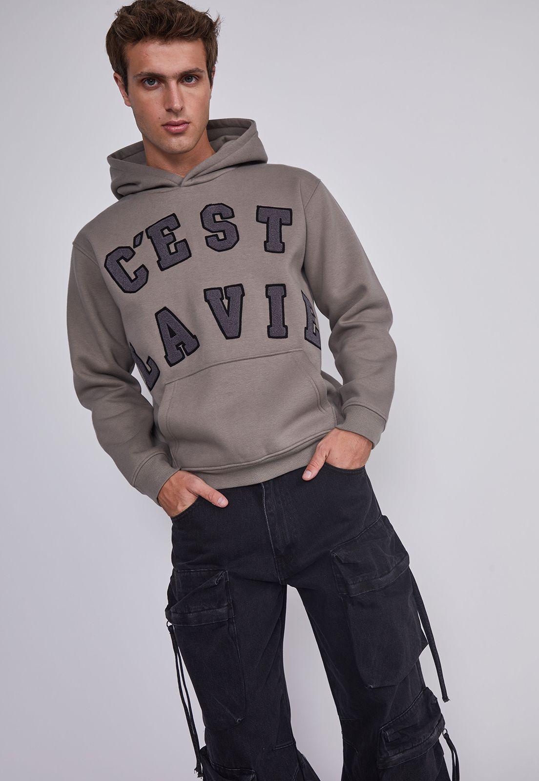 Poleron Hombre 3D College Gris Sioux-2