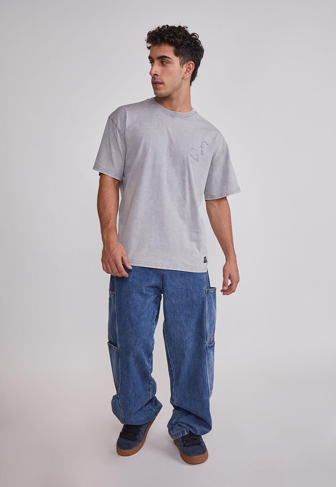 Polera Hombre Corazón 3D Gris Sioux-1