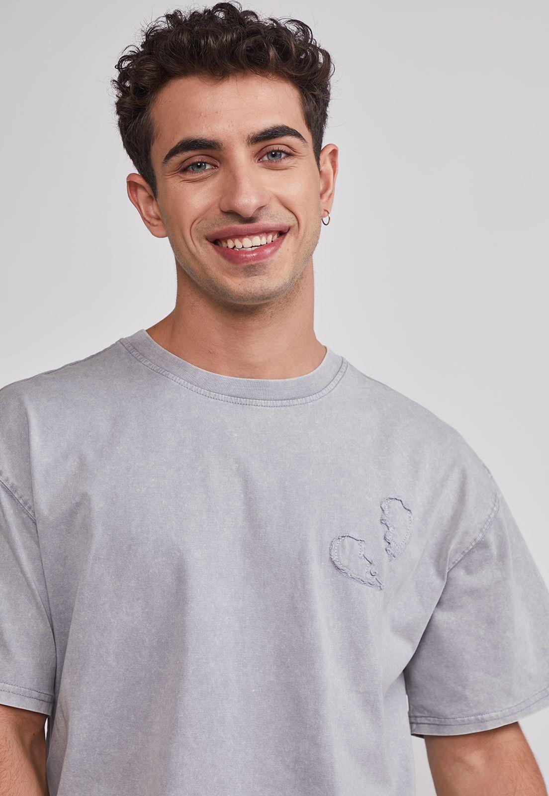 Polera Hombre Corazón 3D Gris Sioux-3