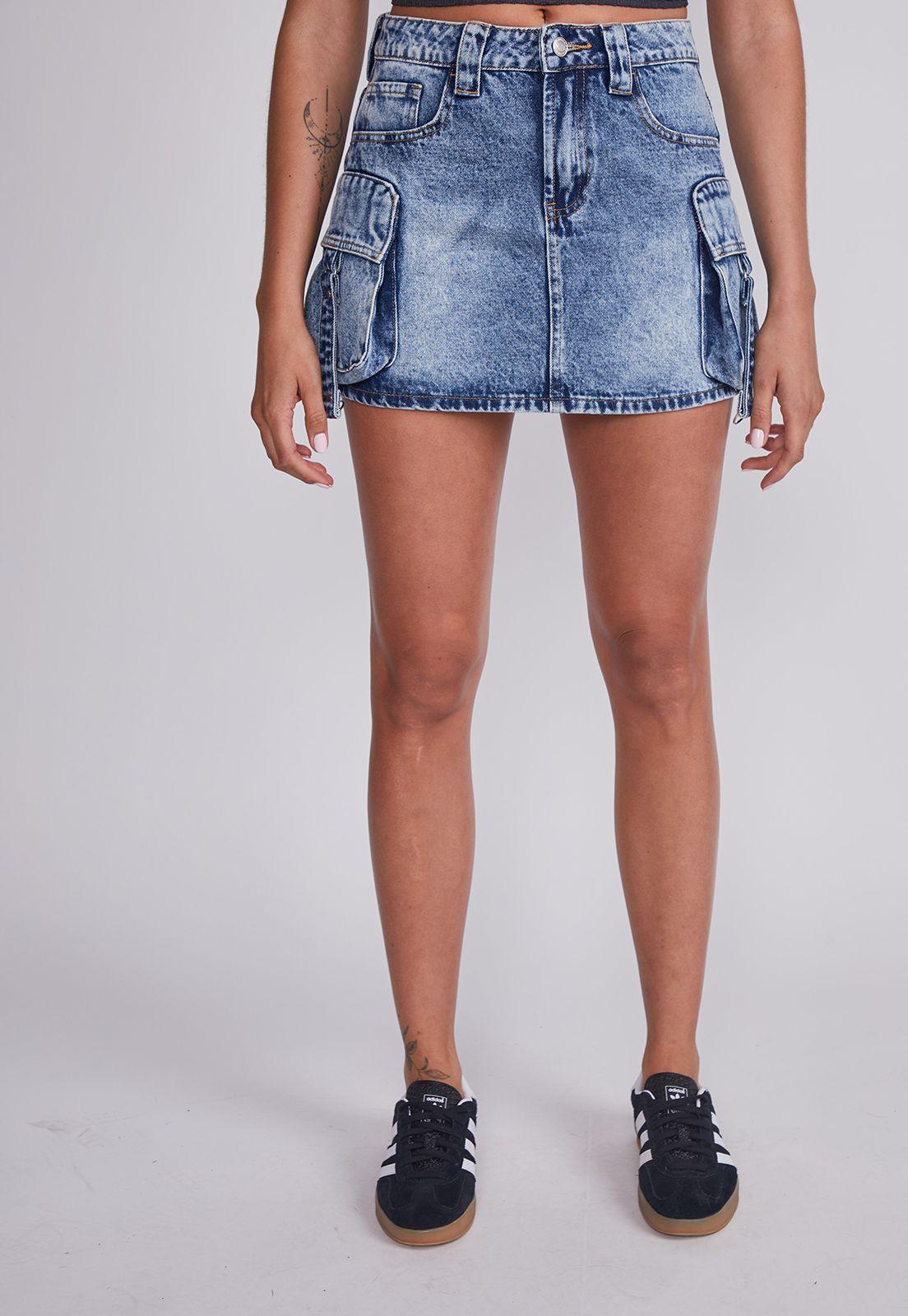 Falda Mujer Azul Cargo Denim Sioux-0