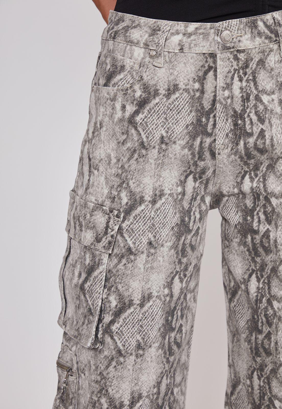Pantalón Mujer Baggy Cargo Snake Gris Sioux-2