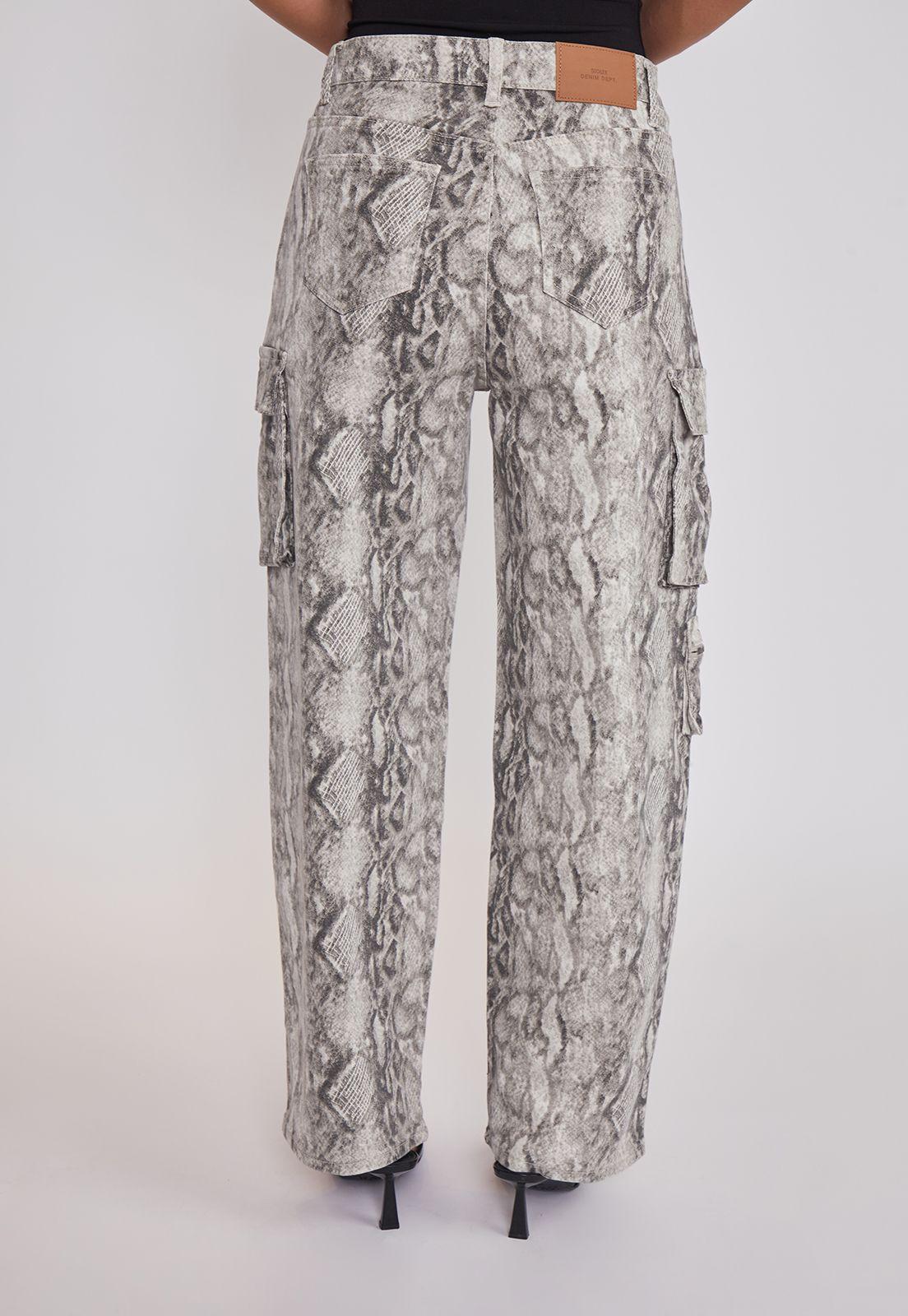Pantalón Mujer Baggy Cargo Snake Gris Sioux-3