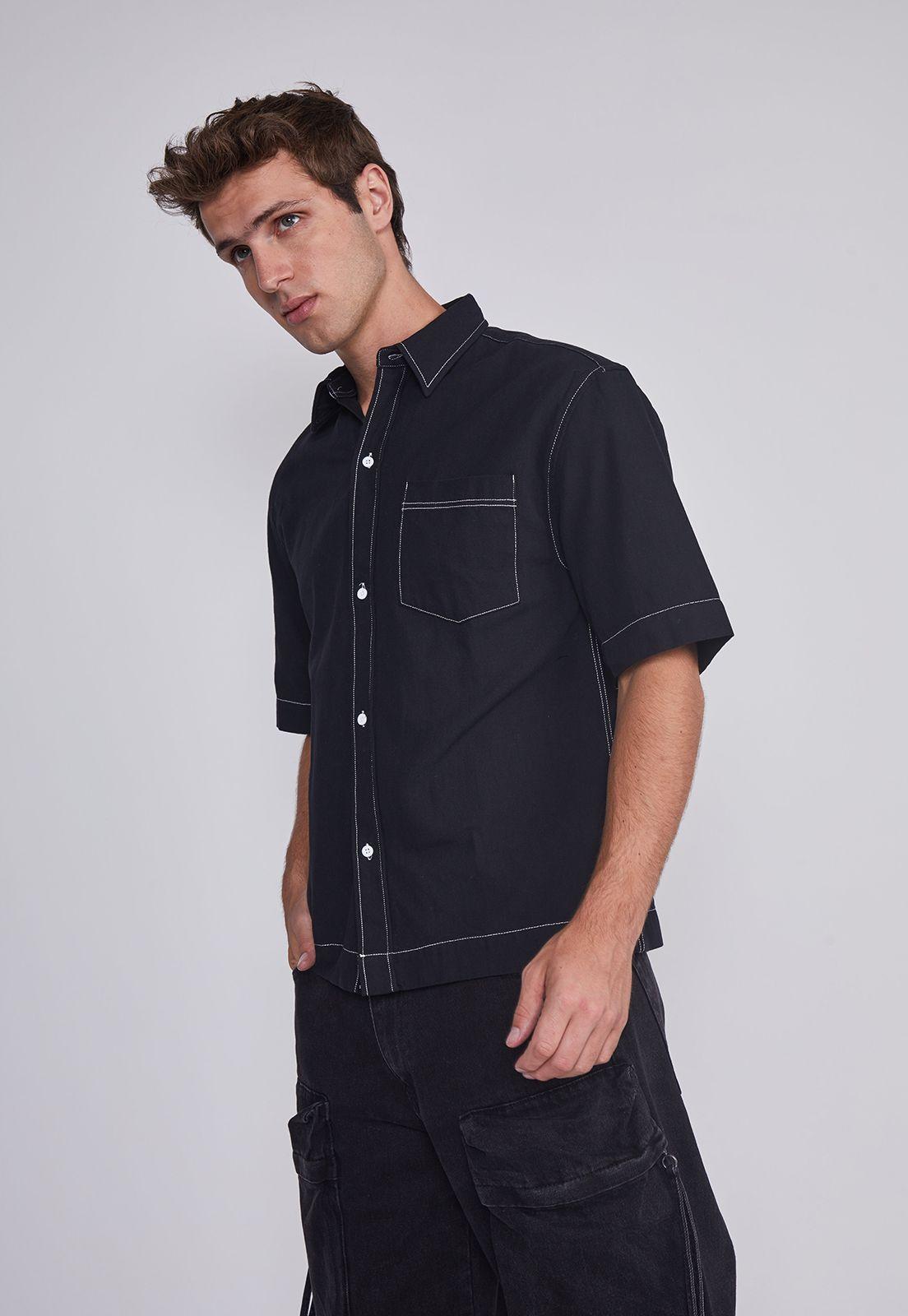 Camisa Hombre Costuras Negro Sioux-0