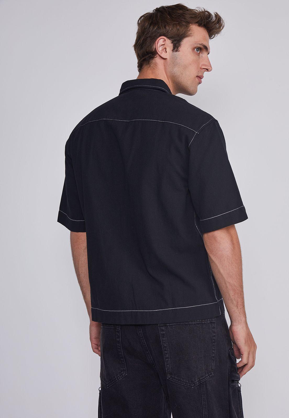 Camisa Hombre Costuras Negro Sioux-1