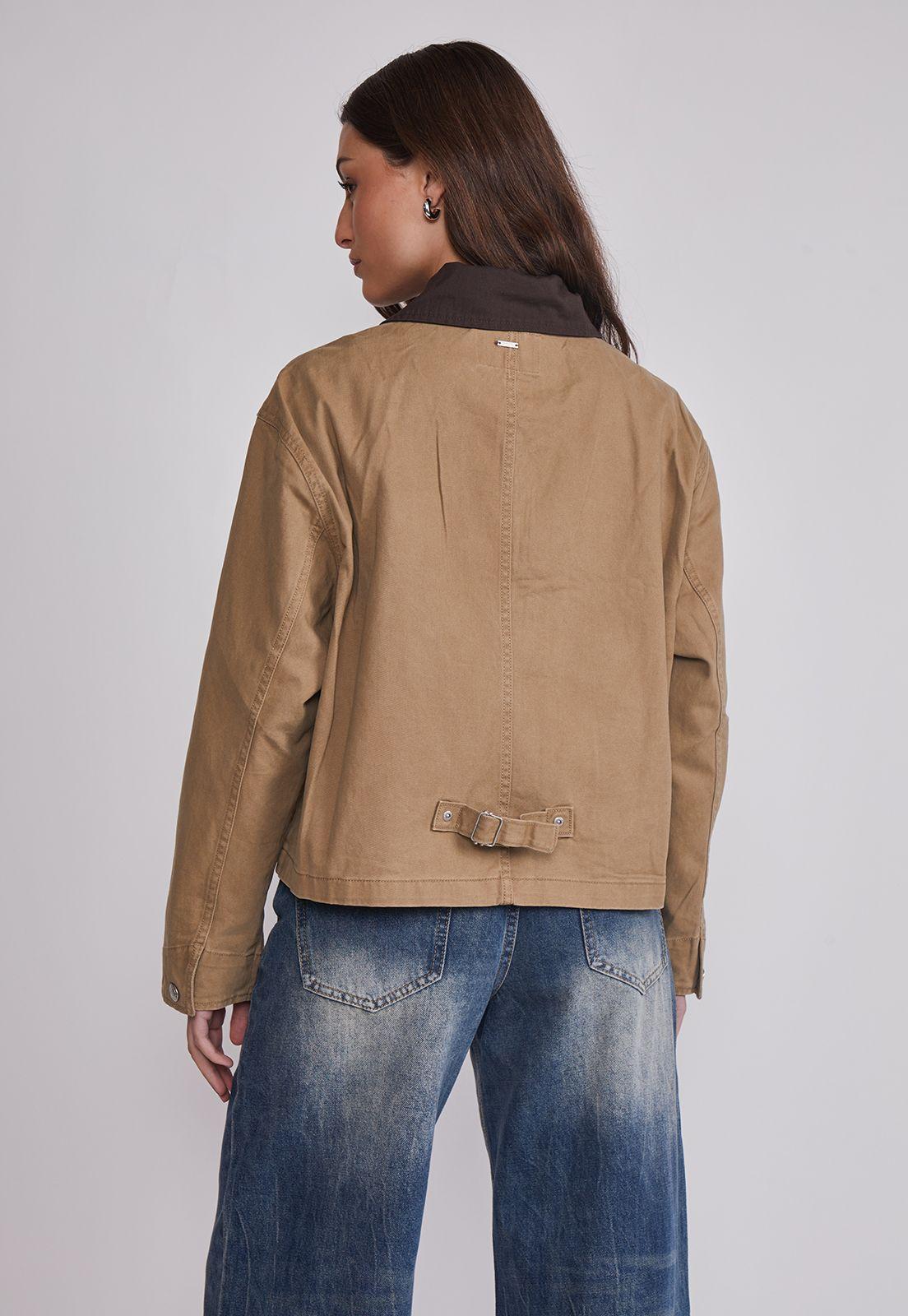 Chaqueta Mujer Cuello Contraste Café Sioux-3