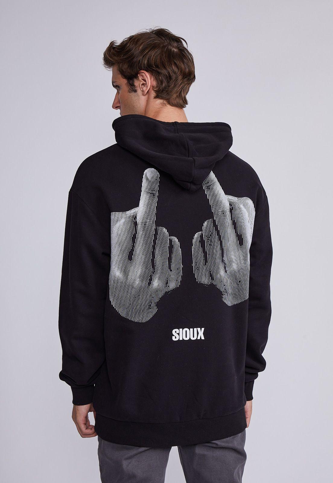 Polerón Hombre Negro Letras Relieve Sioux-2