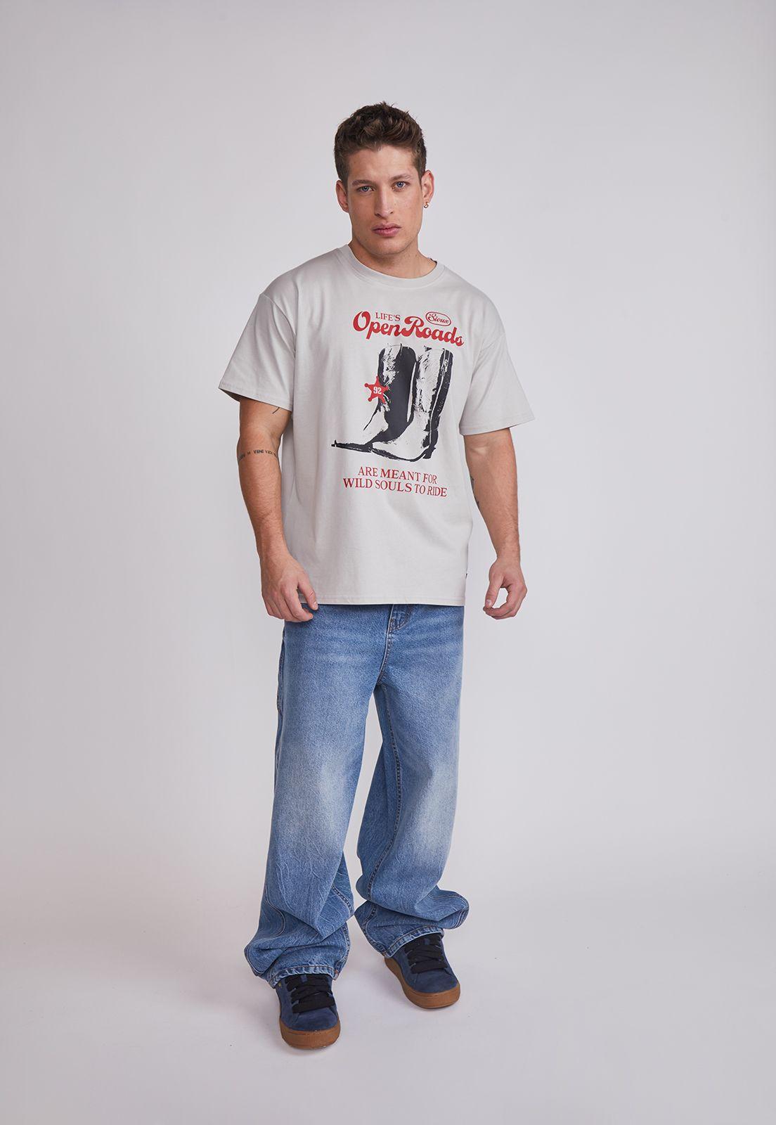 Polera Hombre Cowboy Botas Gris Sioux-4