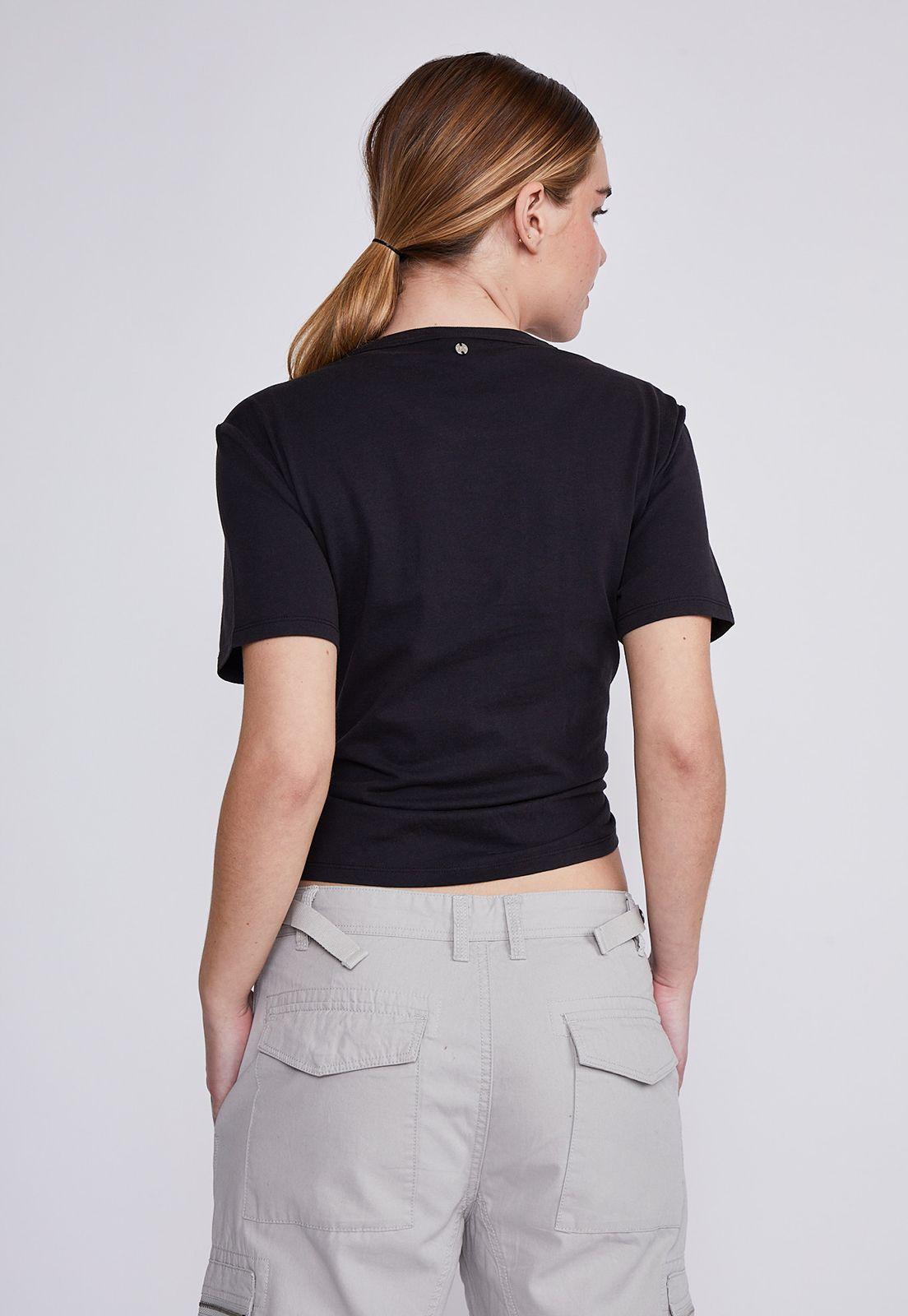 Polera Mujer Negro Escote Fruncido Sioux-2