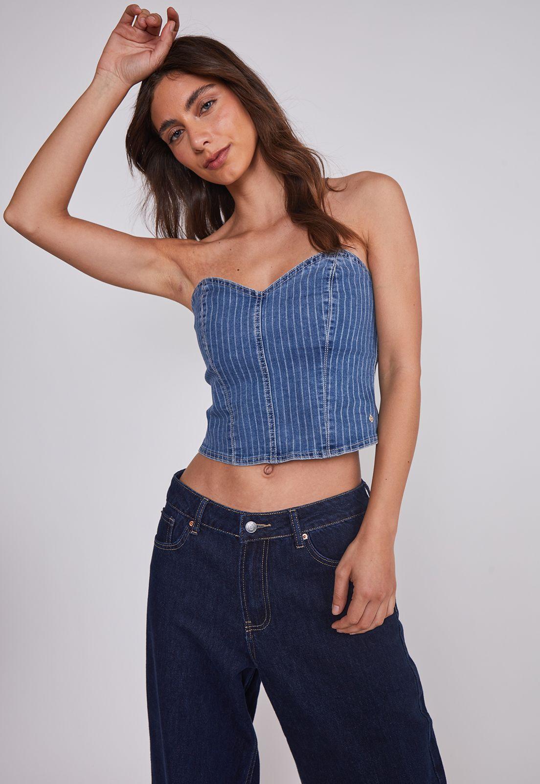 Peto Mujer Strapless Celeste Sioux-1