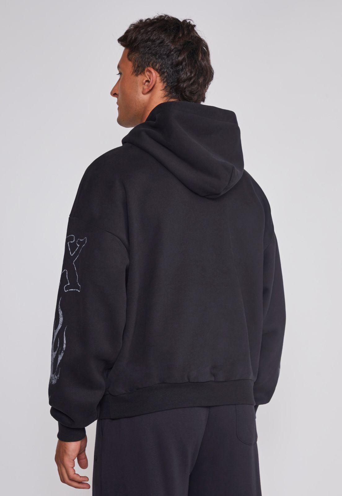 Polerón Hombre Llamas Brazos Negro Sioux-1