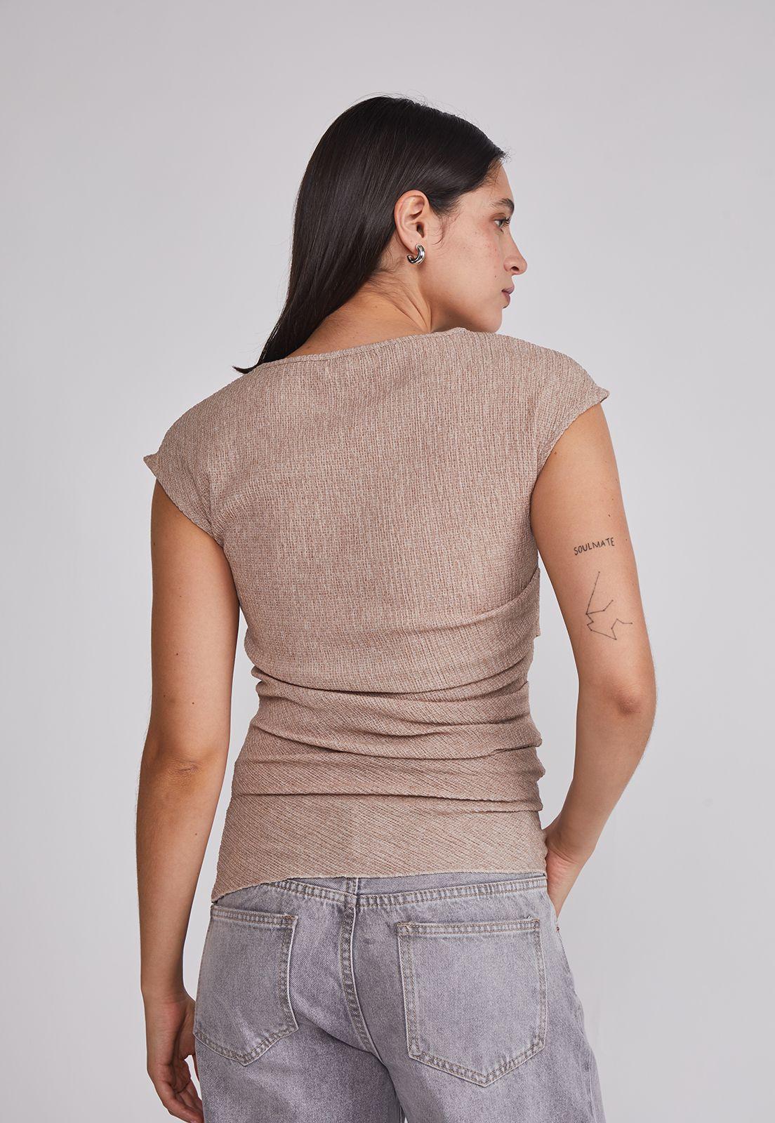 Polera Mujer Recogida Cintura Beige Sioux-3