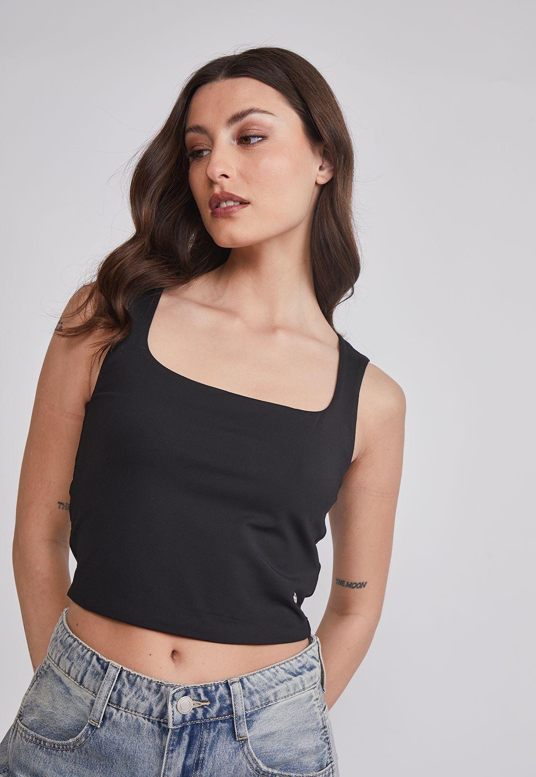 Peto Mujer Crop Elasticado Negro Sioux-2