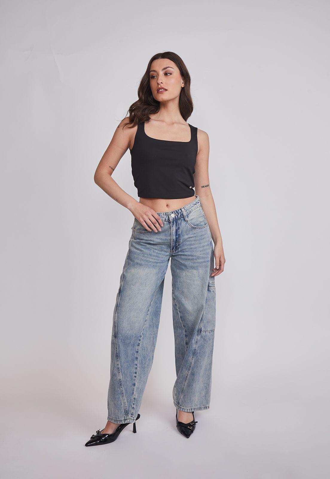 Peto Mujer Crop Elasticado Negro Sioux-4