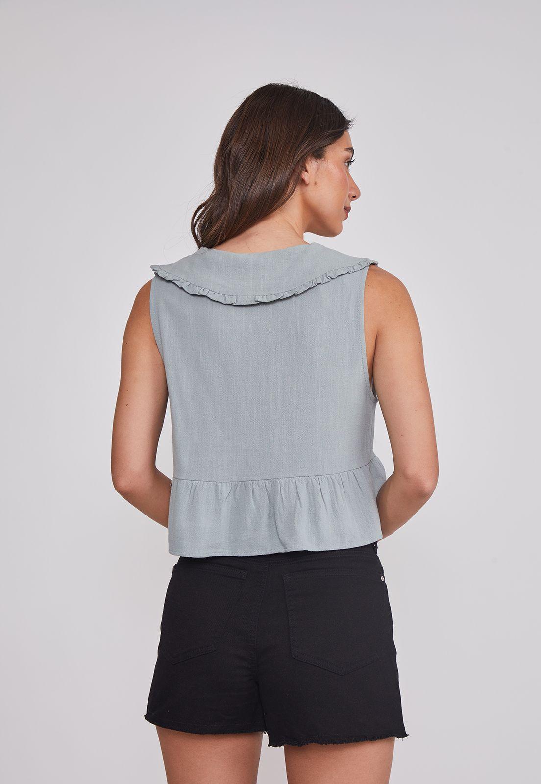 Blusa Mujer Lazos Cuello Verde Sioux-3