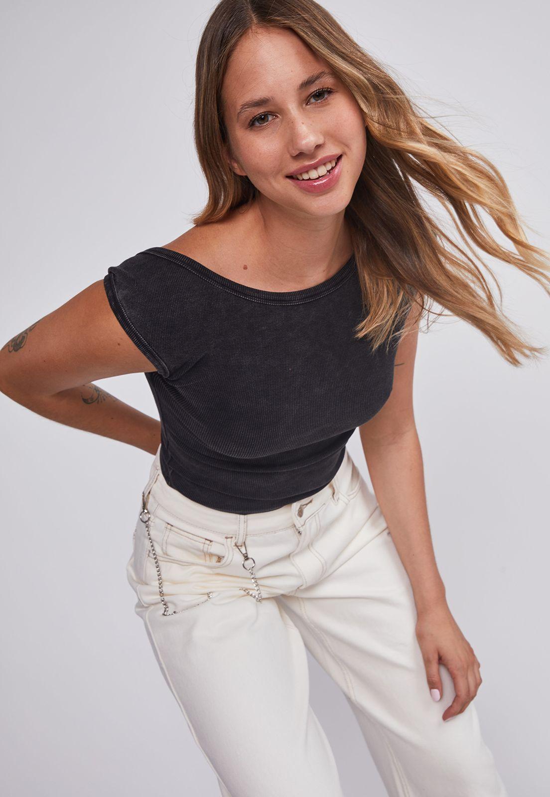 Pantalón Mujer Blanco Baggy Cadena Sioux-1