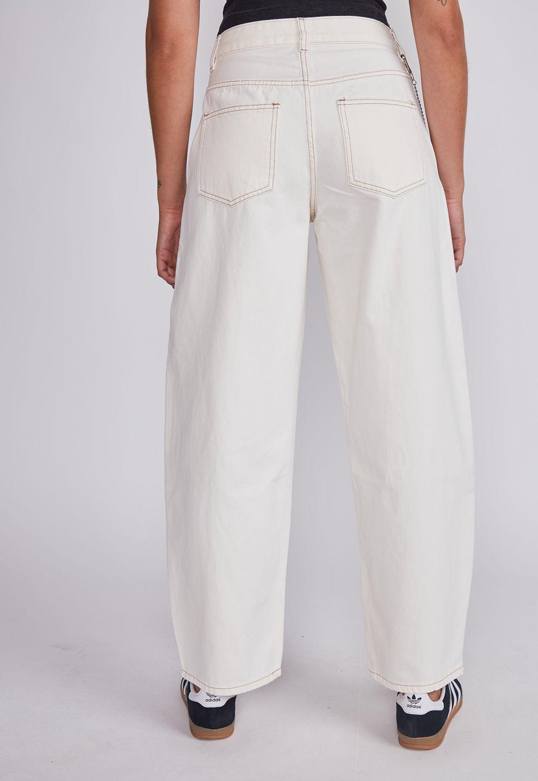 Pantalón Mujer Blanco Baggy Cadena Sioux-3