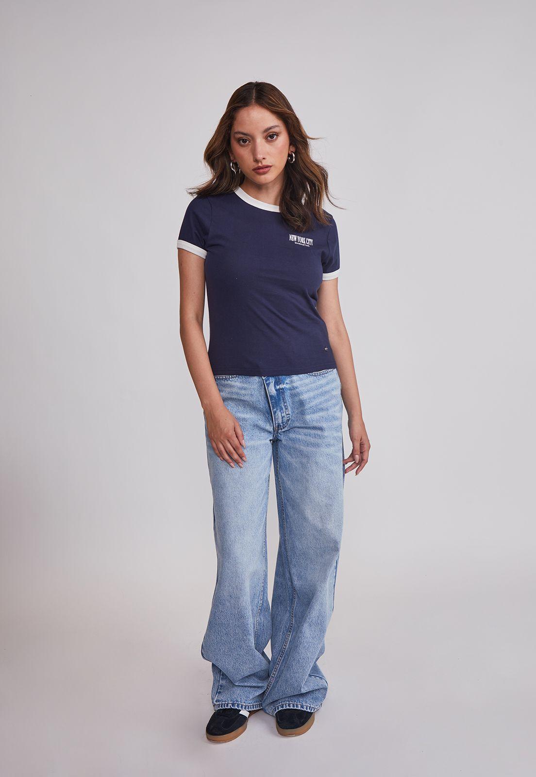 Polera Mujer Baby Tee Lisa Azul Sioux-1