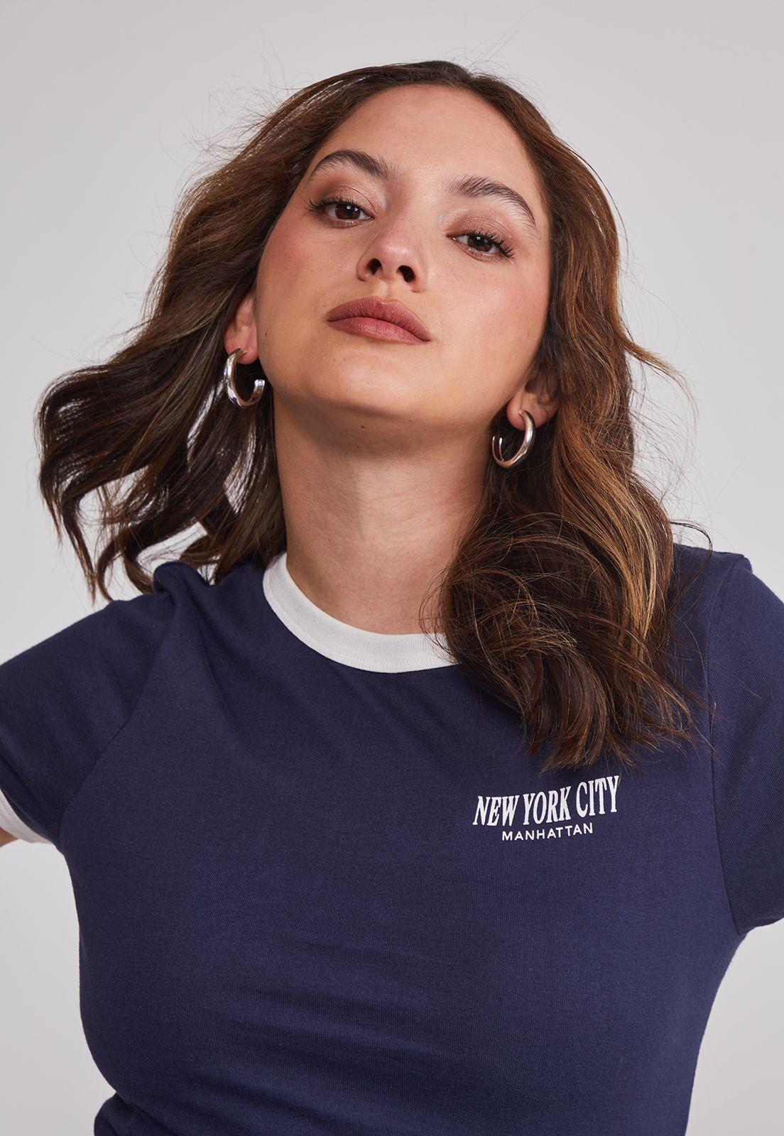 Polera Mujer Baby Tee Lisa Azul Sioux-3