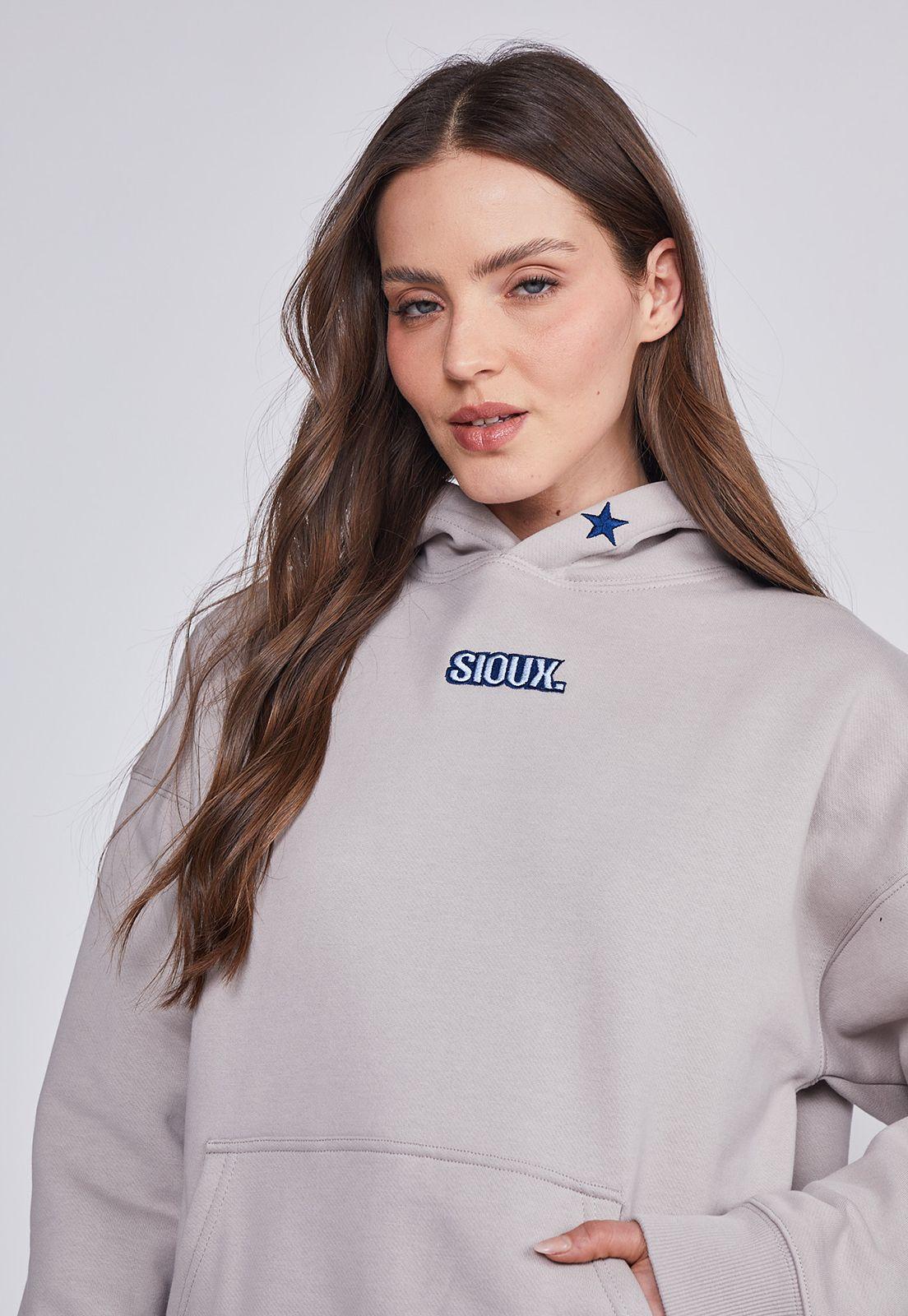 Polerón Mujer Beige Canguro Oversize Sioux-1