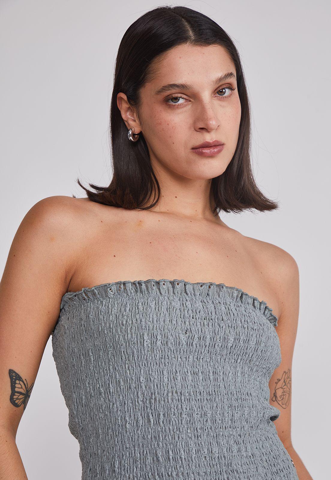 Peto Mujer Panal Strapless Verde Sioux-2