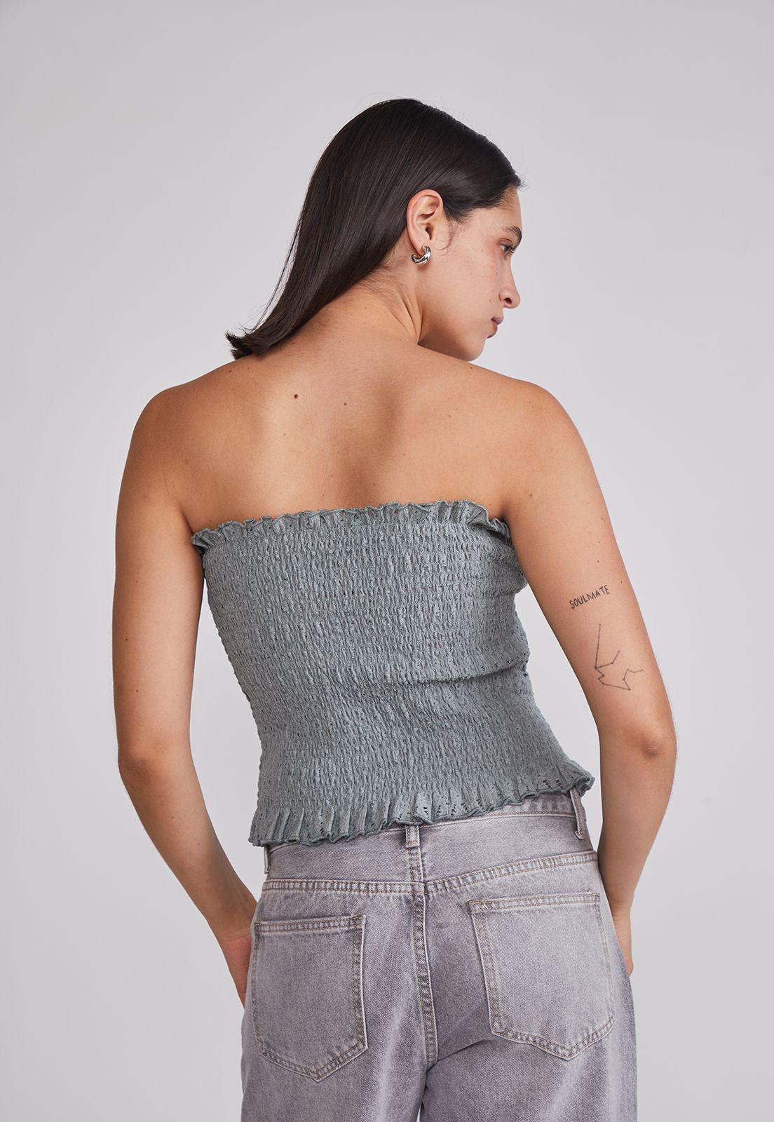 Peto Mujer Panal Strapless Verde Sioux-3