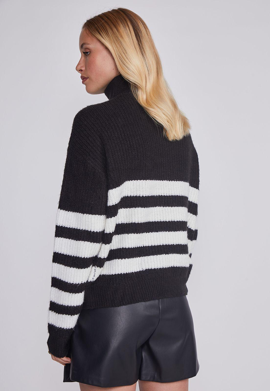 Sweater Mujer Medio Cierre Negro Sioux-3