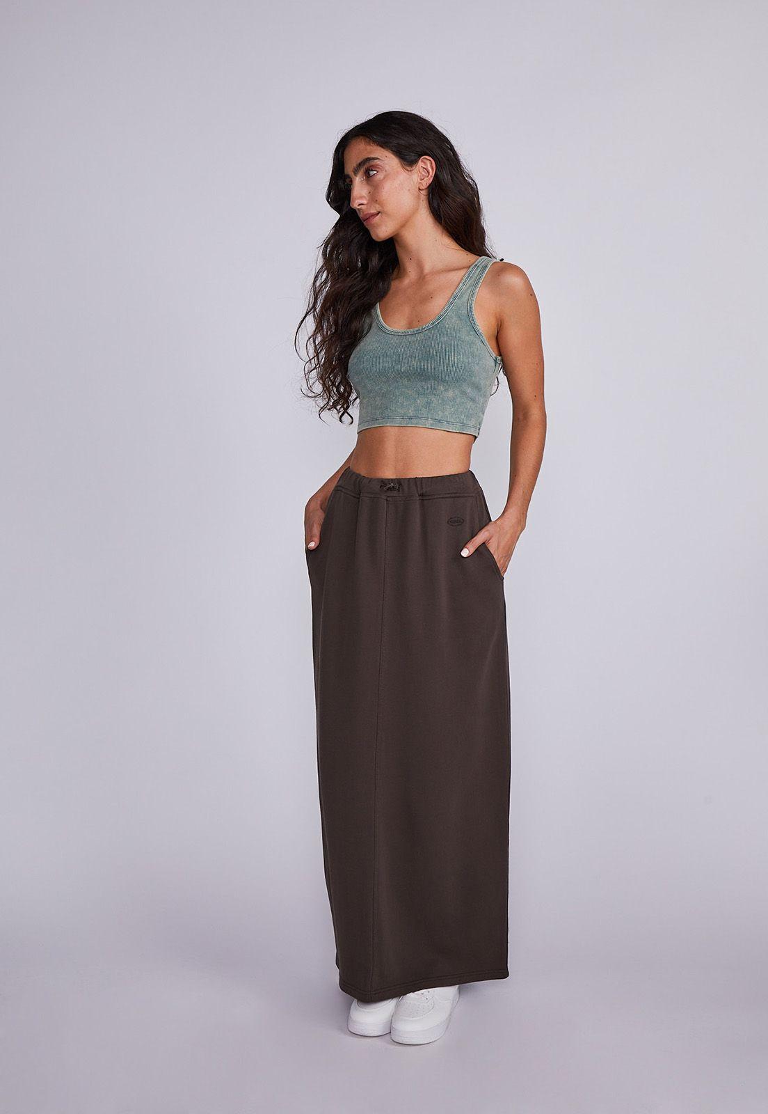 Falda Mujer Verde Larga Algodón Sioux-3