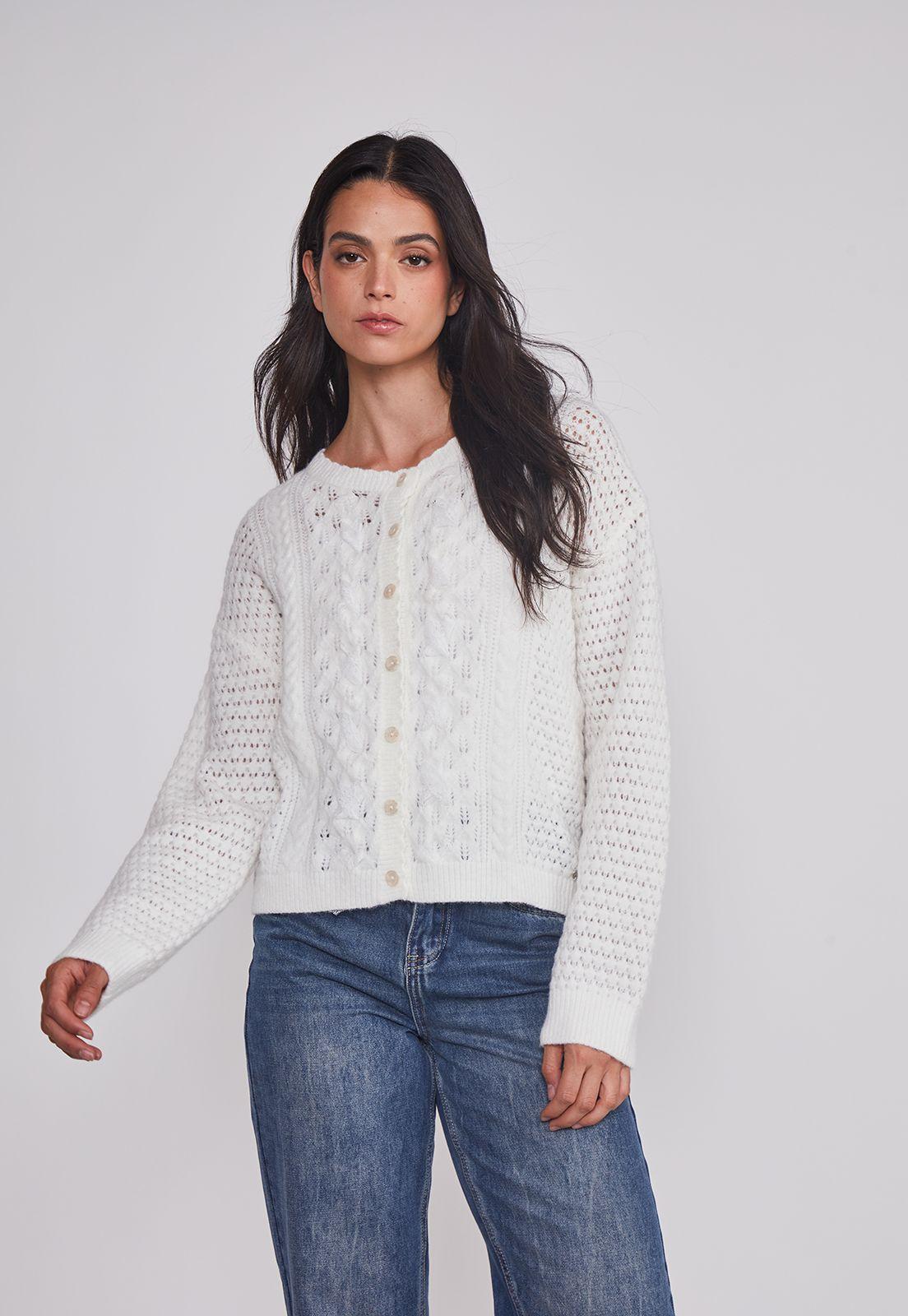 Sweater Mujer Botones Romántico Crudo Sioux-0