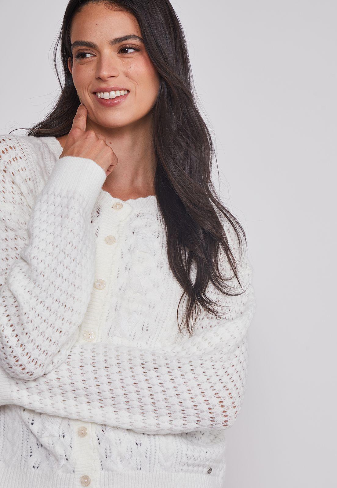 Sweater Mujer Botones Romántico Crudo Sioux-3