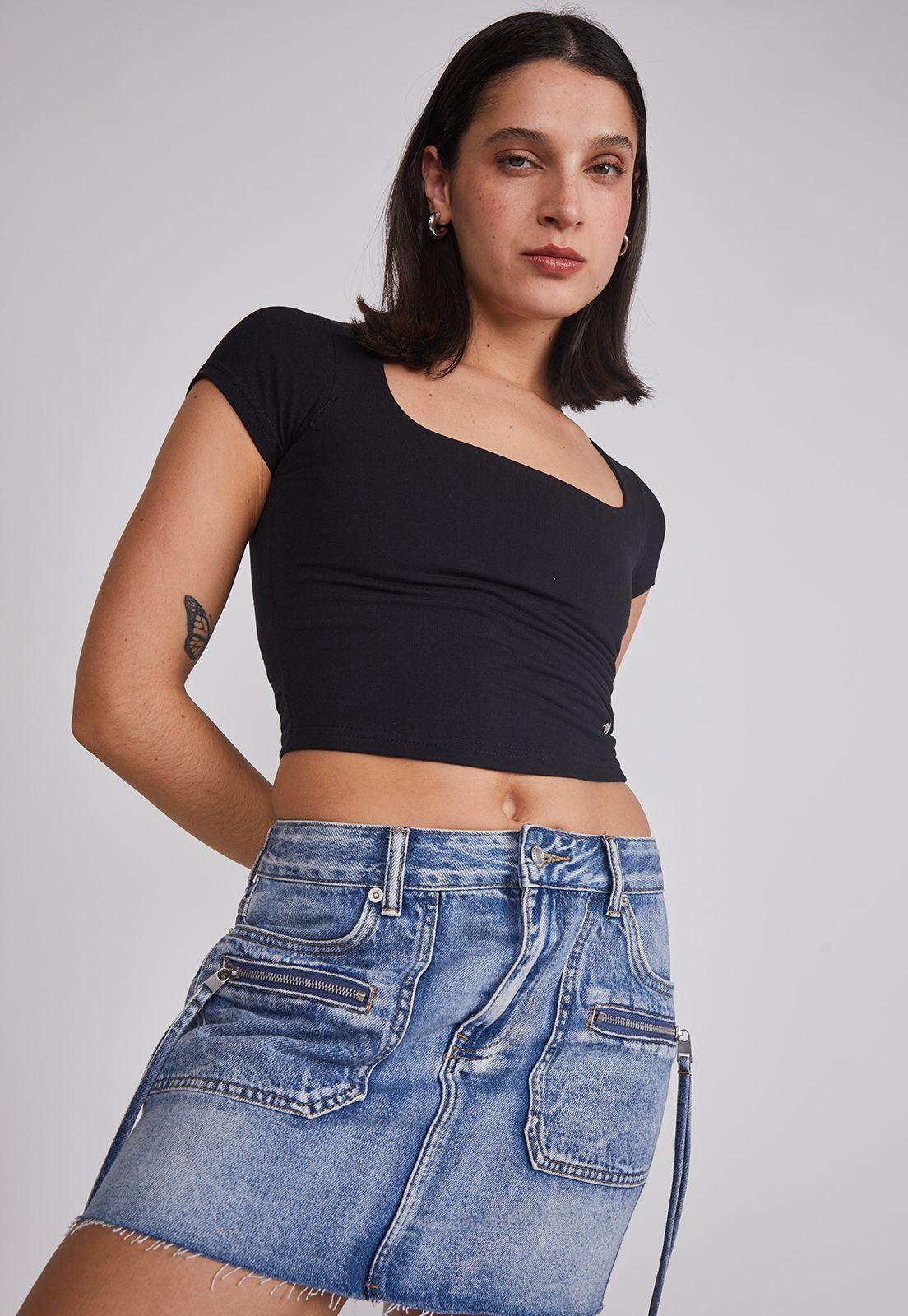 Polera Mujer Cuadrado Negro Sioux-1