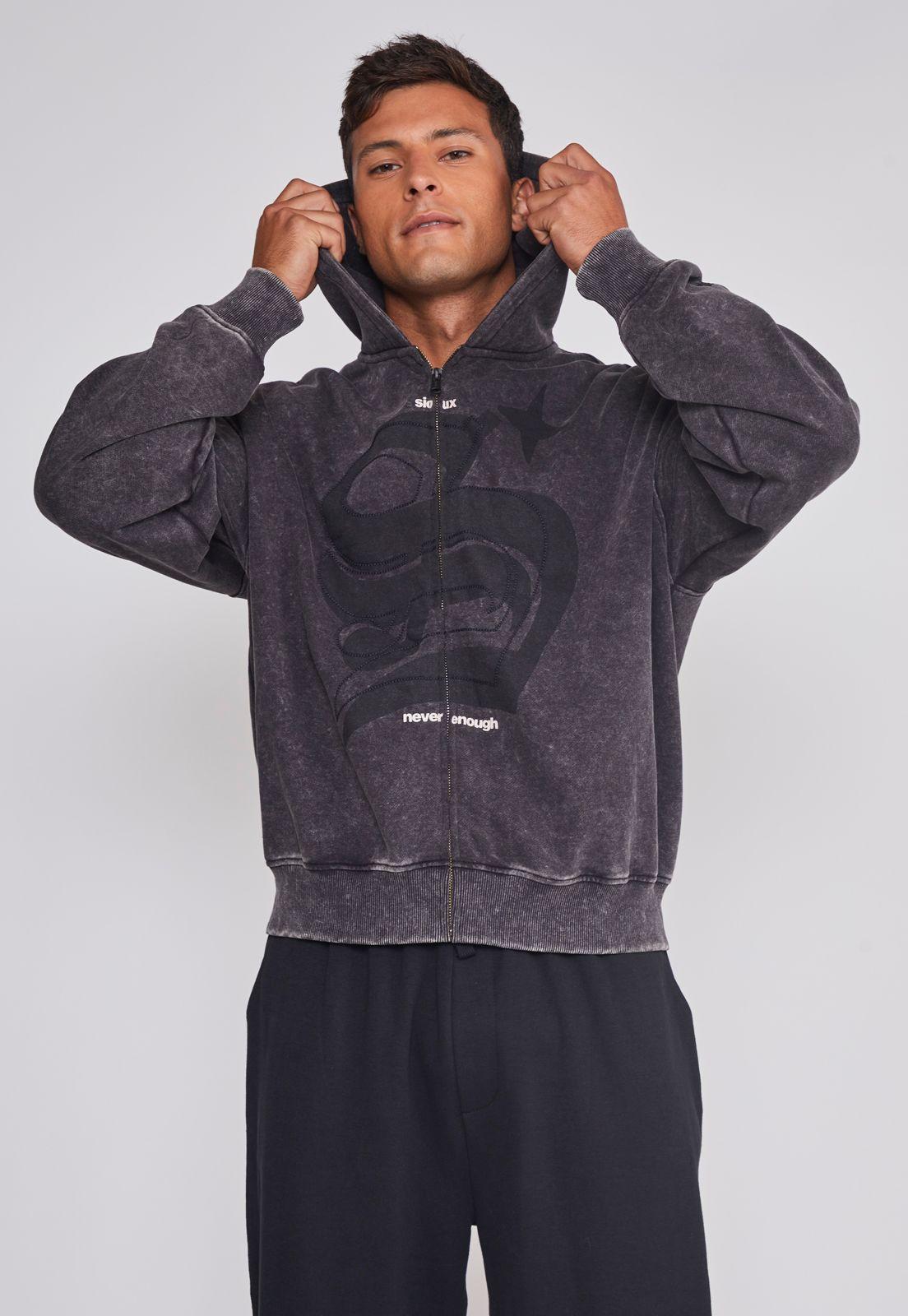 Polerón Hombre Lavado Boxy Fit Gris Sioux-0