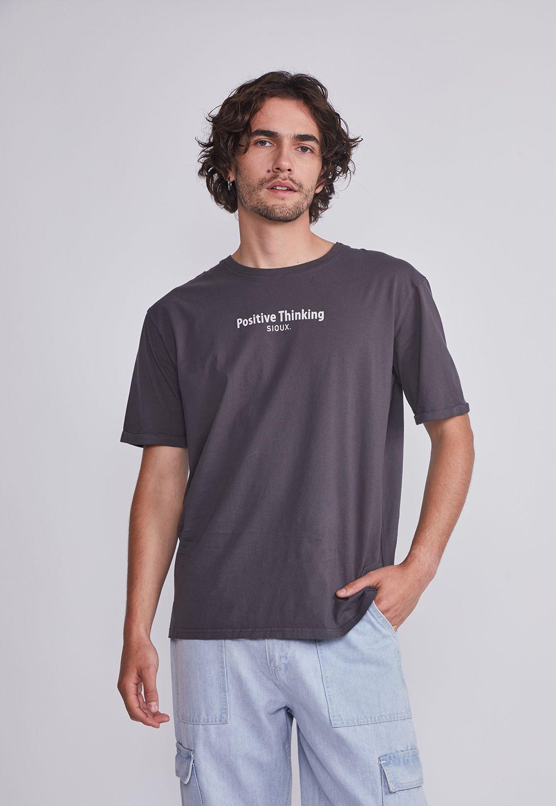 Polera Hombre Acero Letras Positive Sioux-0