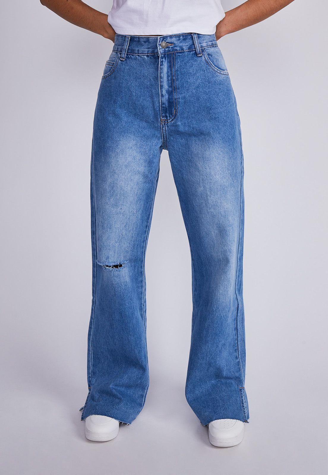 Jeans Mujer Azul Pierna Recta Destroyer Sioux-0
