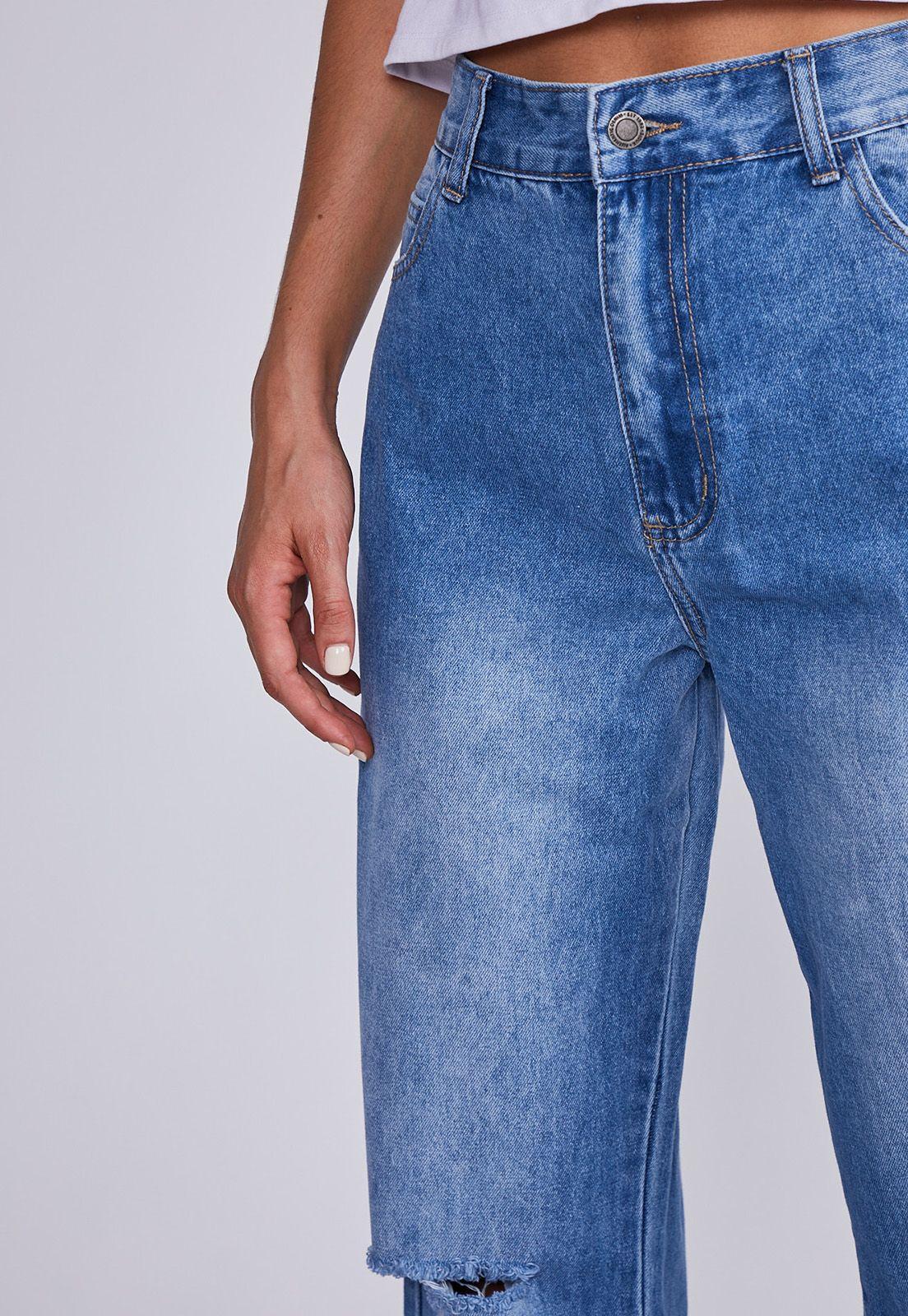 Jeans Mujer Azul Pierna Recta Destroyer Sioux-1