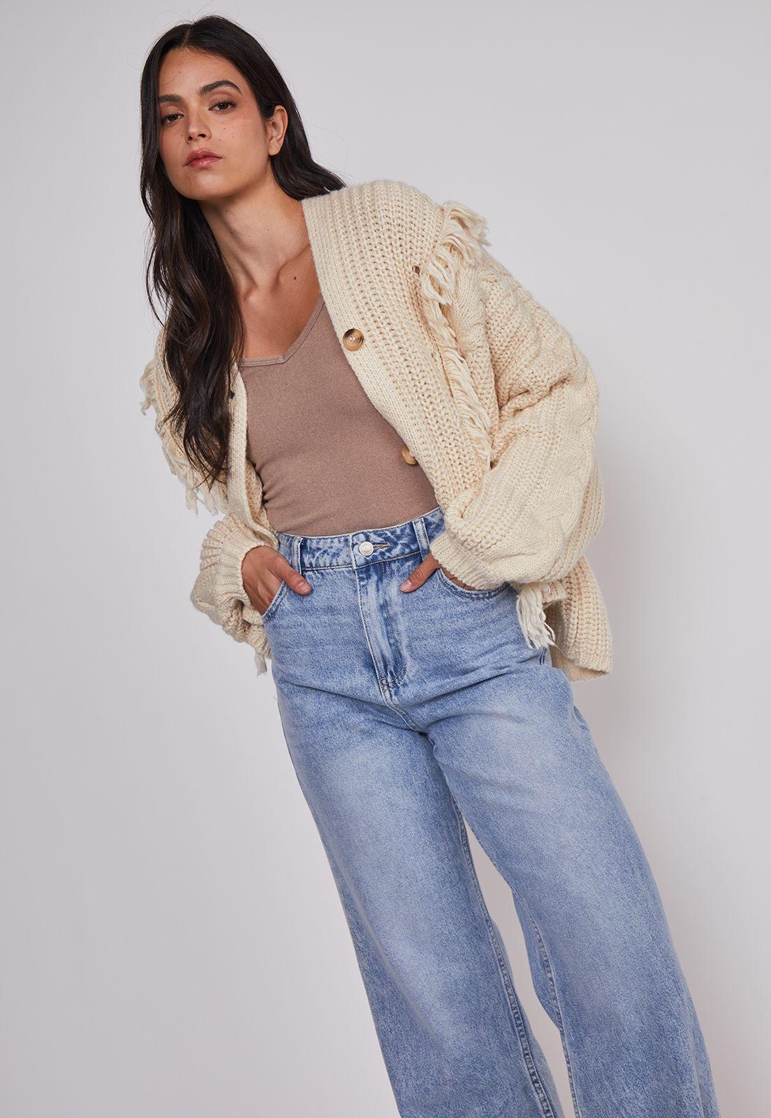 Jeans Mujer Wide Leg Tiro Alto Celeste Sioux-4