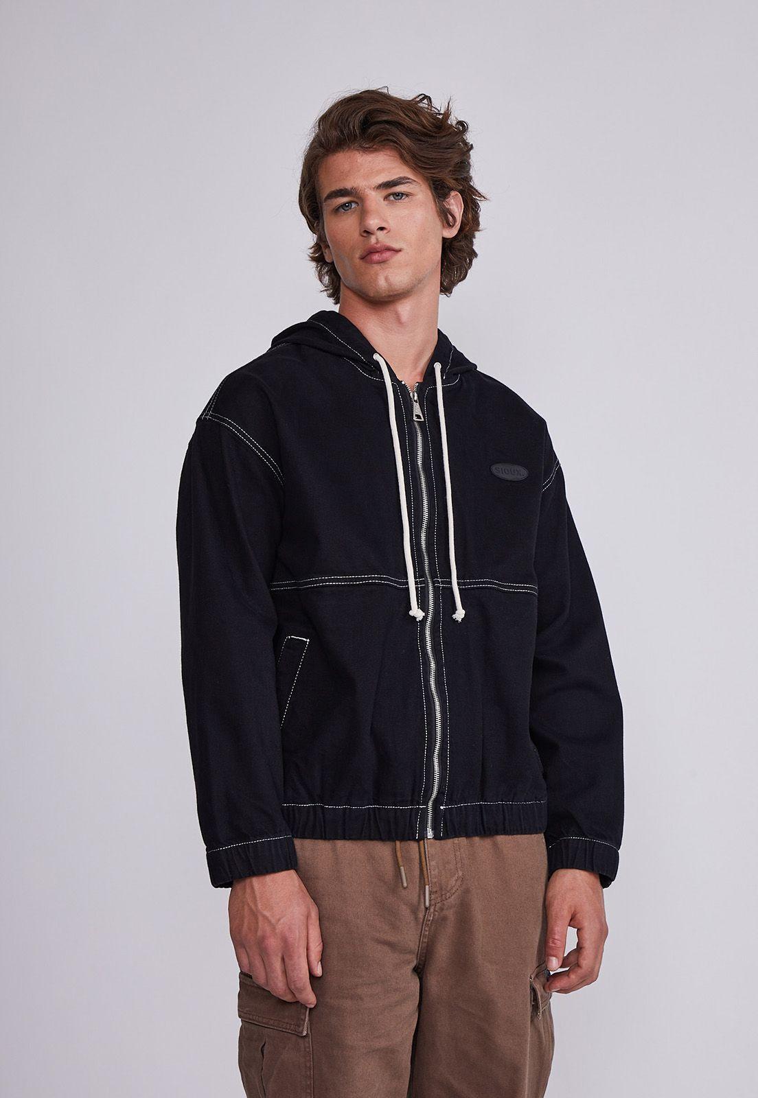 Chaqueta Hombre Negro Liviana Gabardina Hilo Sioux-0