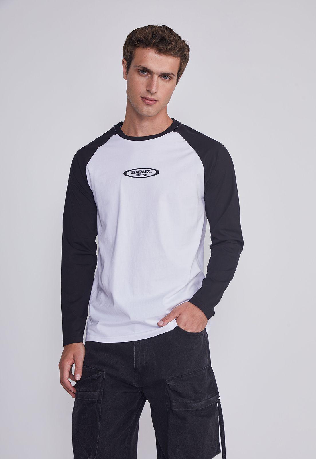 Polera Hombre Bicolor Negro Sioux-0