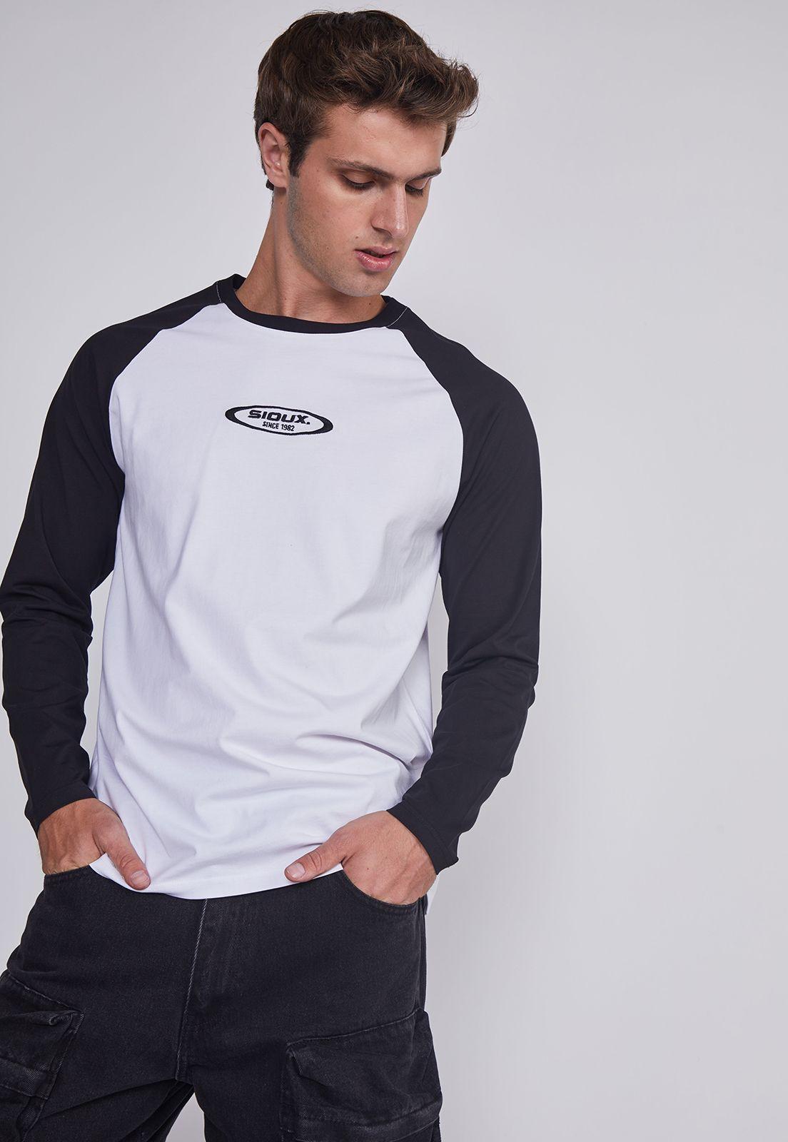 Polera Hombre Bicolor Negro Sioux-1