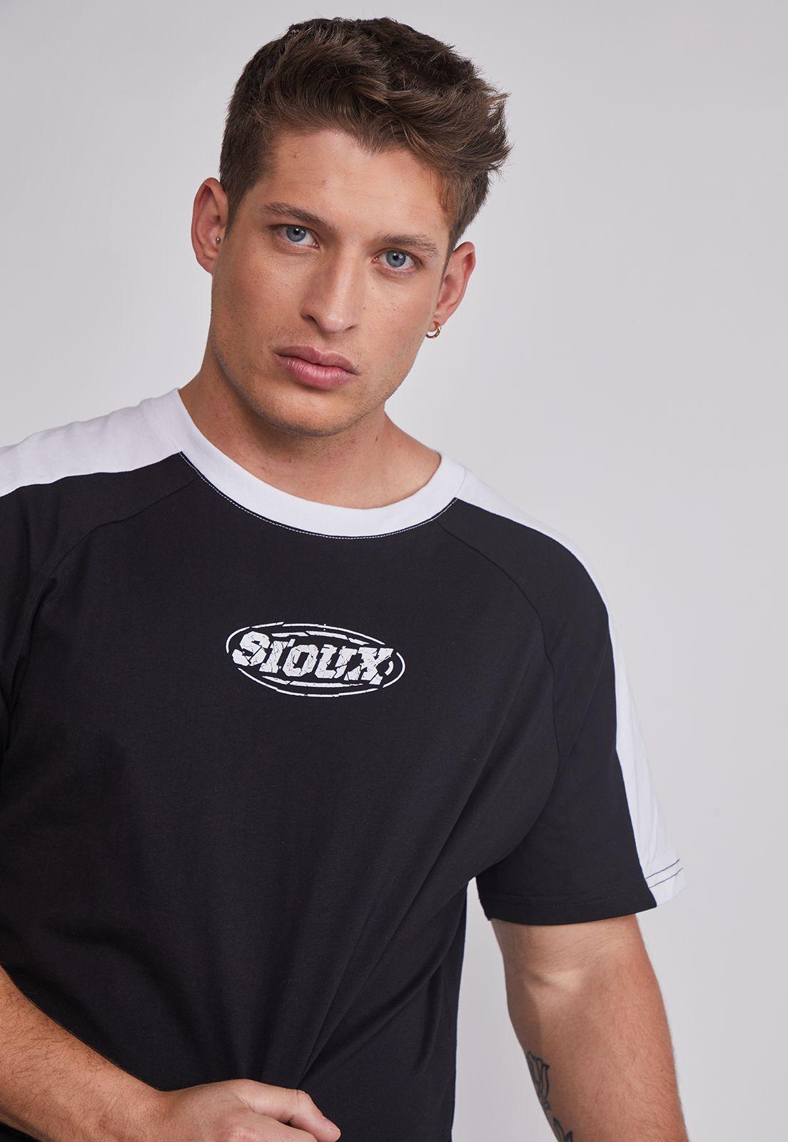 Polera Hombre Bicolor Negro Sioux-2