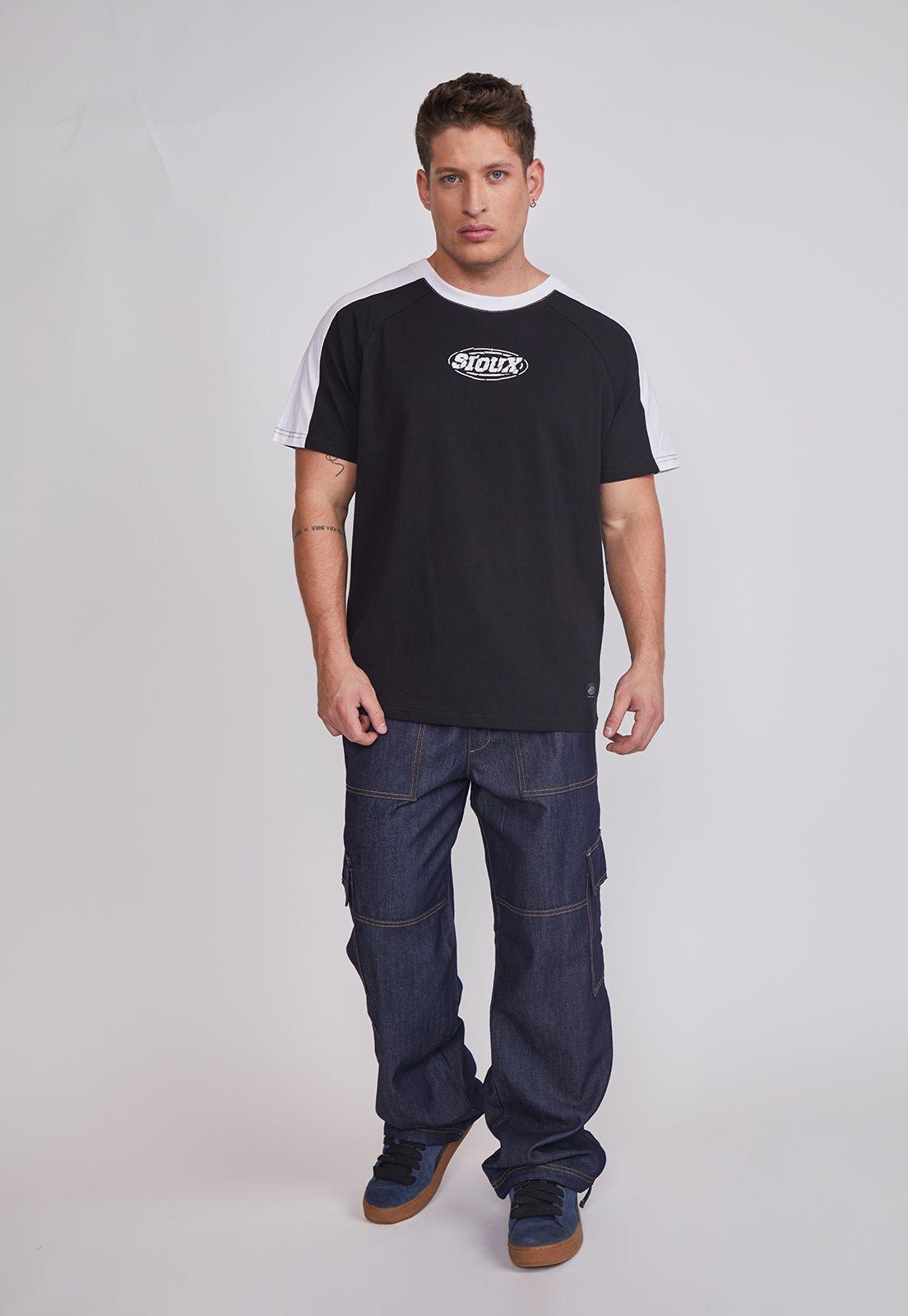 Polera Hombre Bicolor Negro Sioux-4